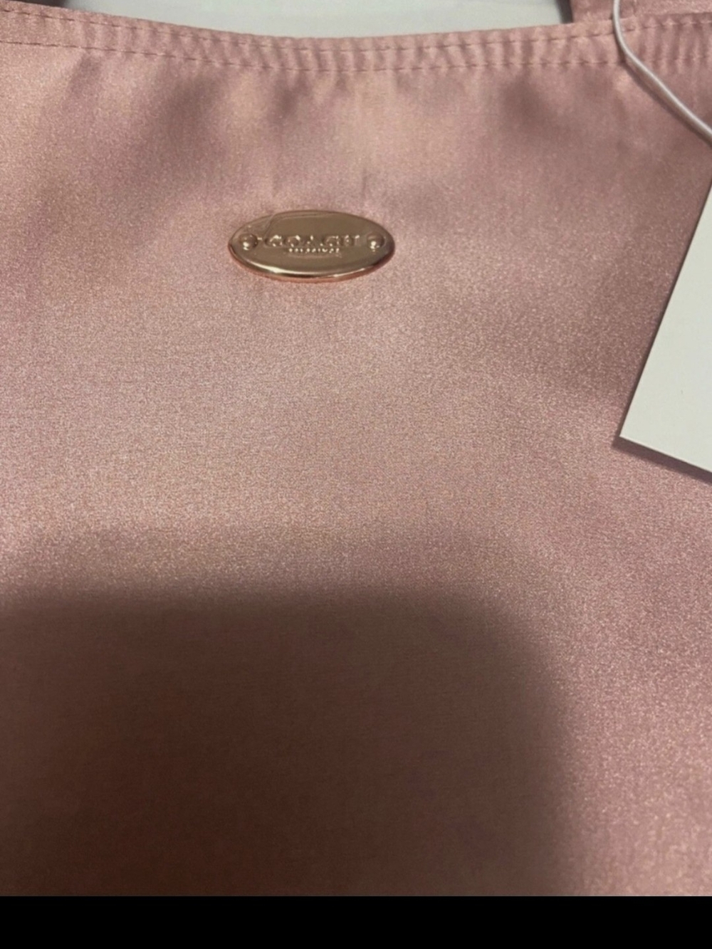 Coach Pink Satin Tote with Metallic Logo Tag